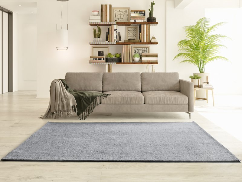 ALFOMBRA LAVABLE DE MICROFIBRA GRIS PLATA